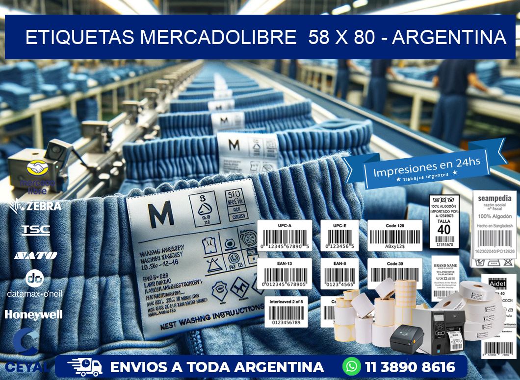 ETIQUETAS MERCADOLIBRE  58 x 80 - ARGENTINA