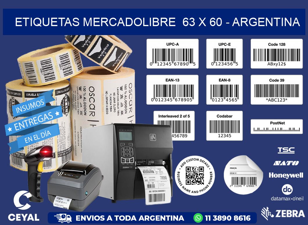 ETIQUETAS MERCADOLIBRE  63 x 60 - ARGENTINA