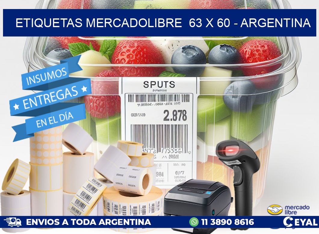 ETIQUETAS MERCADOLIBRE  63 x 60 - ARGENTINA