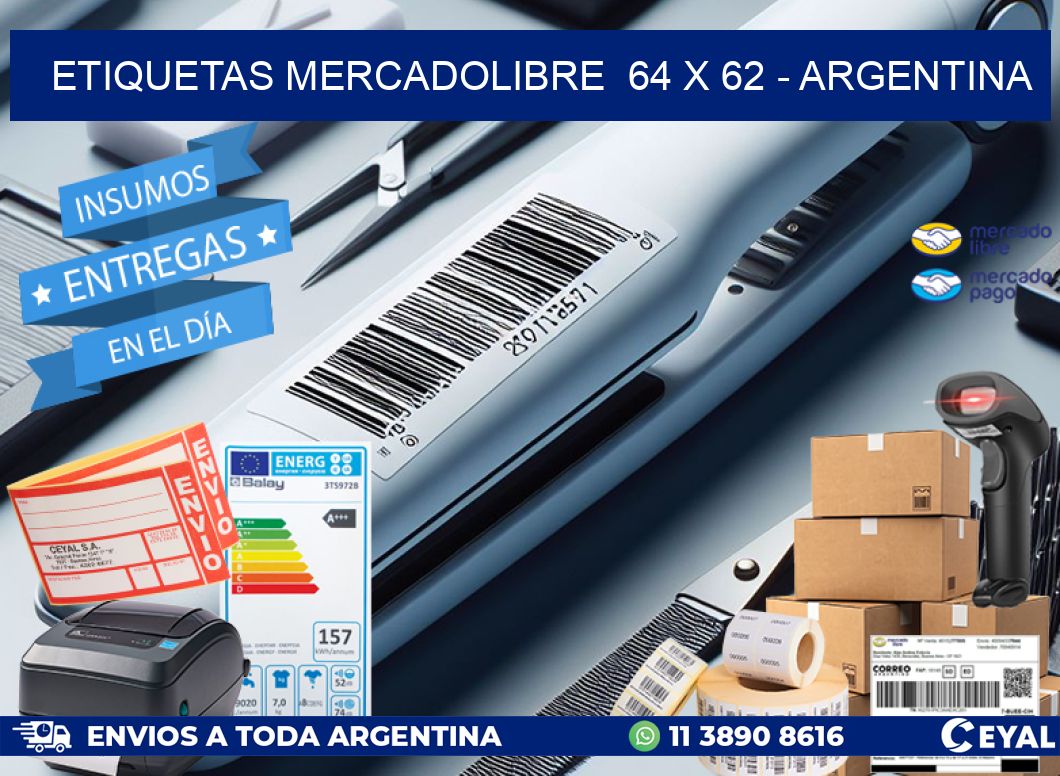 ETIQUETAS MERCADOLIBRE  64 x 62 - ARGENTINA