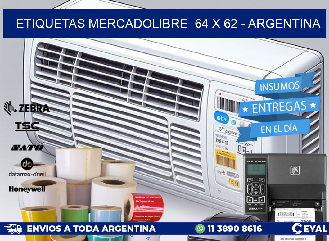 ETIQUETAS MERCADOLIBRE  64 x 62 - ARGENTINA