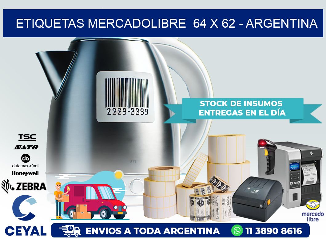 ETIQUETAS MERCADOLIBRE  64 x 62 – ARGENTINA