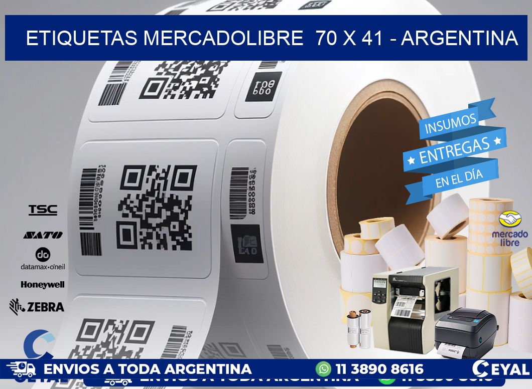 ETIQUETAS MERCADOLIBRE 70 x 41 - ARGENTINA