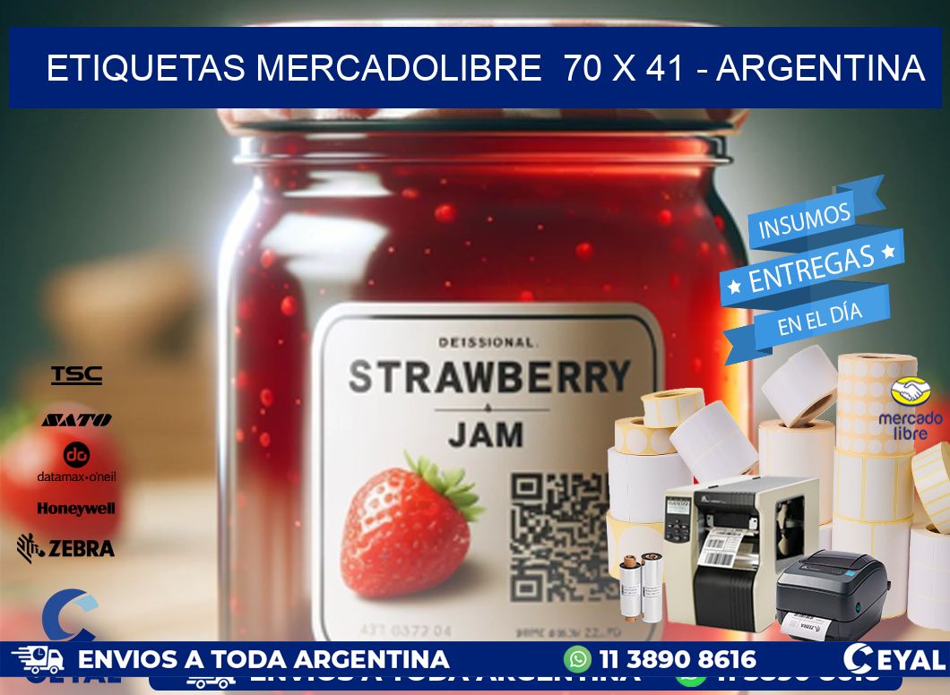 ETIQUETAS MERCADOLIBRE 70 x 41 - ARGENTINA