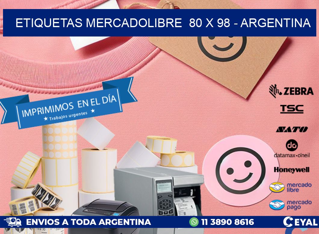 ETIQUETAS MERCADOLIBRE  80 x 98 - ARGENTINA