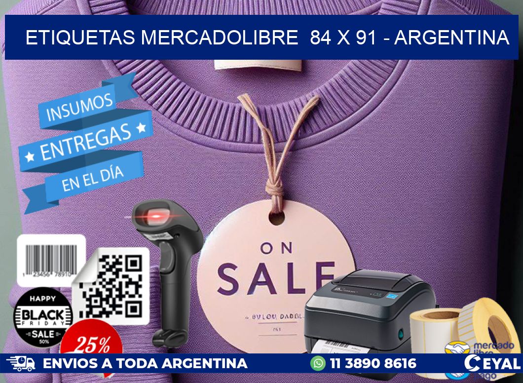 ETIQUETAS MERCADOLIBRE  84 x 91 - ARGENTINA