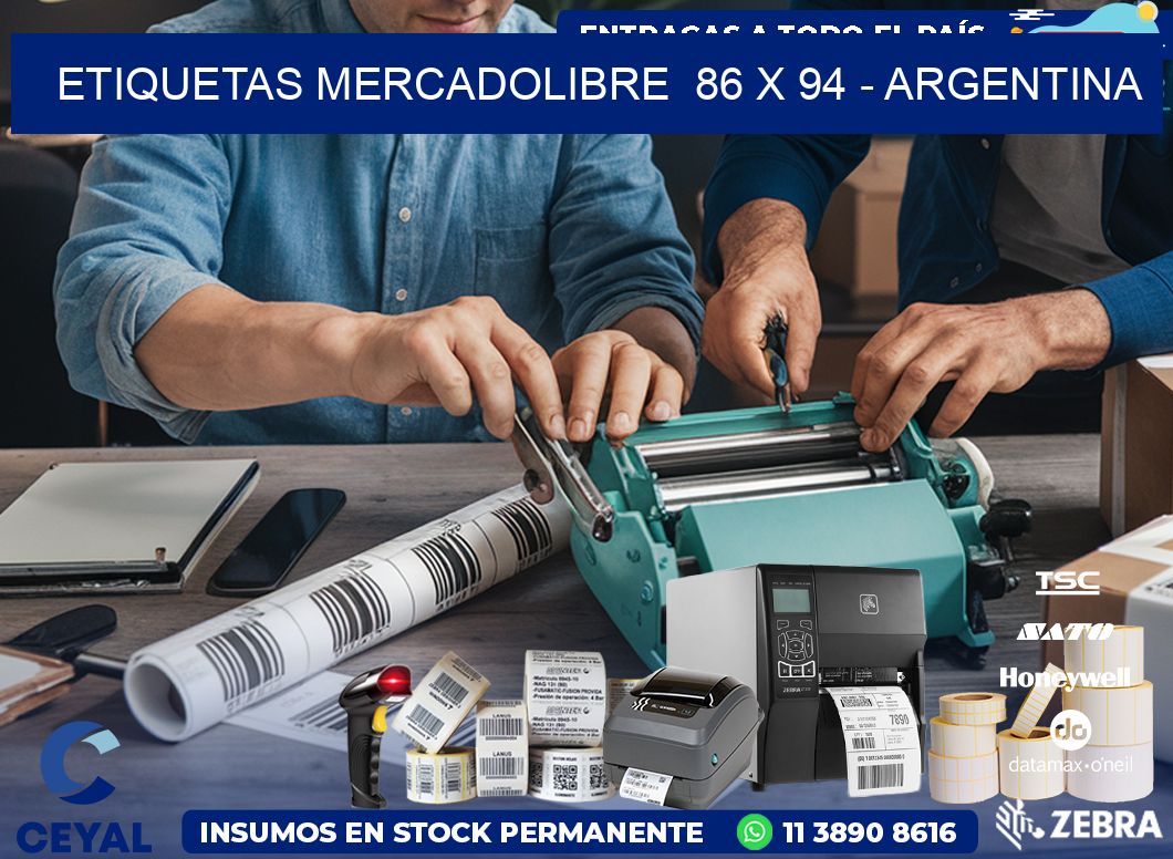 ETIQUETAS MERCADOLIBRE  86 x 94 - ARGENTINA