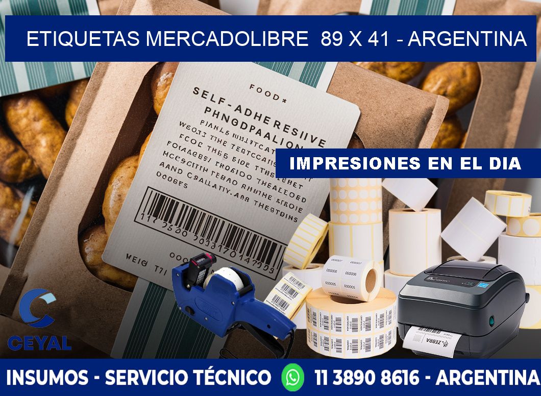 ETIQUETAS MERCADOLIBRE  89 x 41 - ARGENTINA