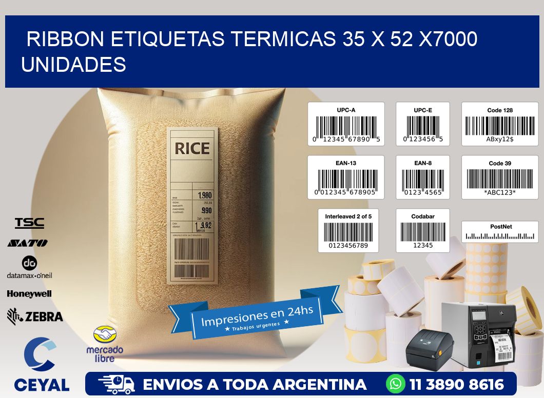 RIBBON ETIQUETAS TERMICAS 35 x 52 X7000 UNIDADES