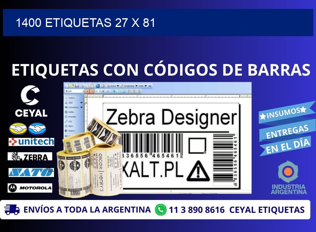 1400 ETIQUETAS 27 x 81