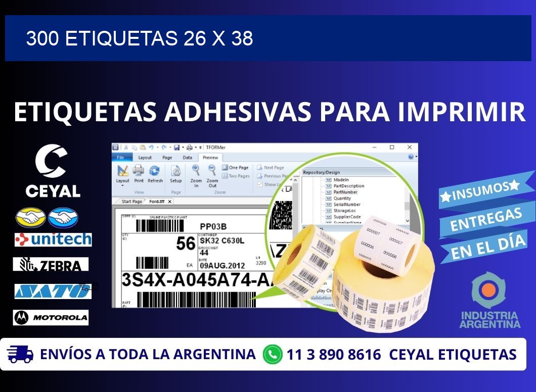 300 ETIQUETAS 26 x 38