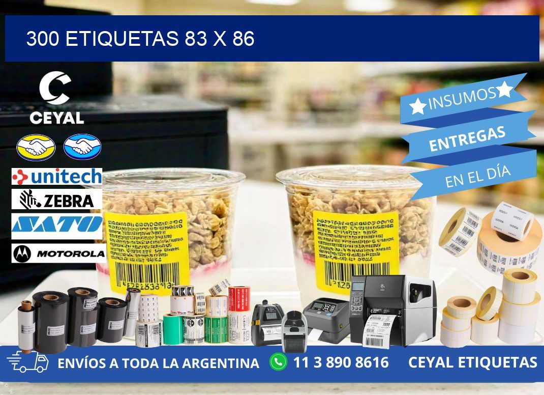 300 ETIQUETAS 83 x 86