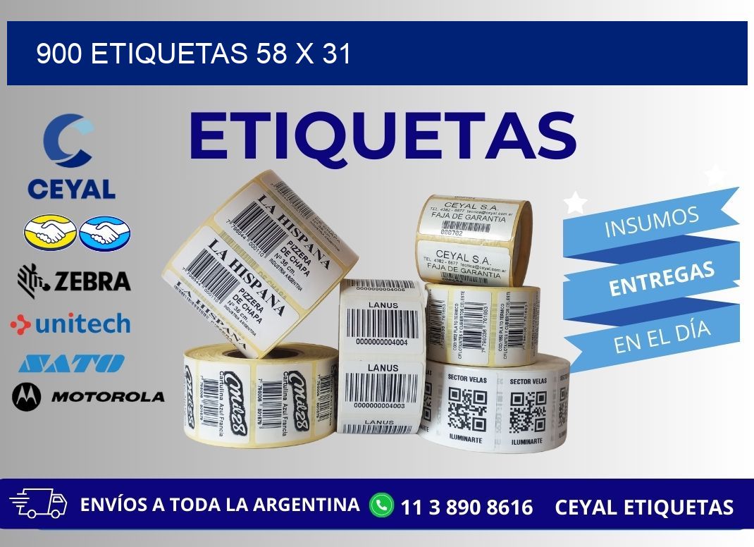 900 ETIQUETAS 58 x 31