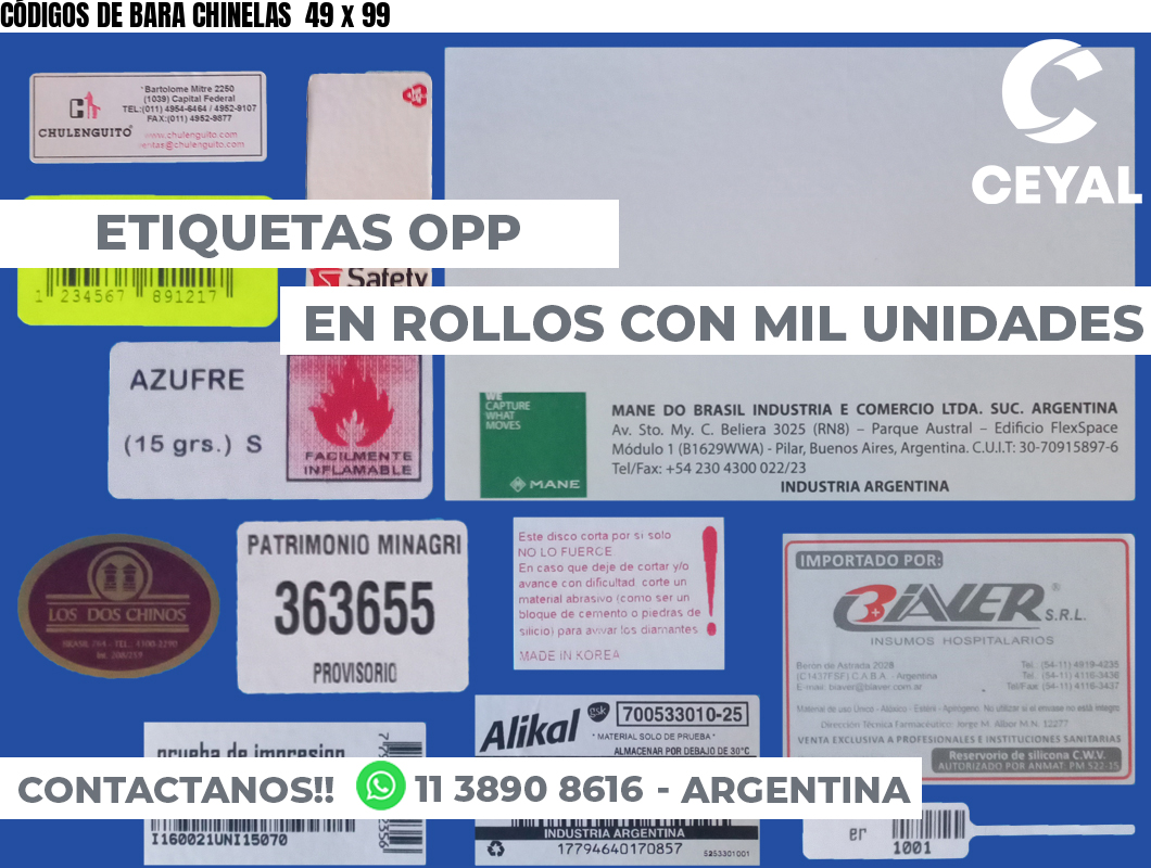 CÓDIGOS DE BARA CHINELAS  49 x 99