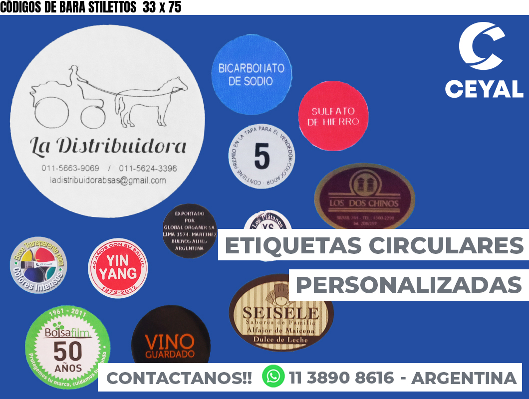 CÓDIGOS DE BARA STILETTOS  33 x 75