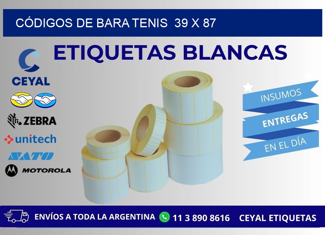 CÓDIGOS DE BARA TENIS  39 x 87