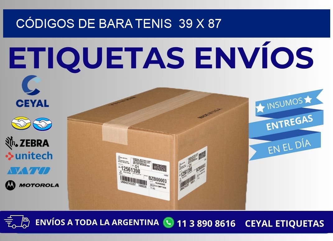 CÓDIGOS DE BARA TENIS  39 x 87