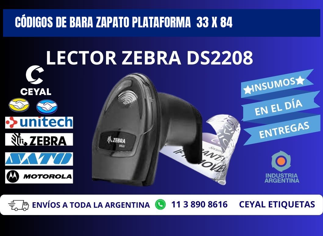 CÓDIGOS DE BARA ZAPATO PLATAFORMA  33 x 84