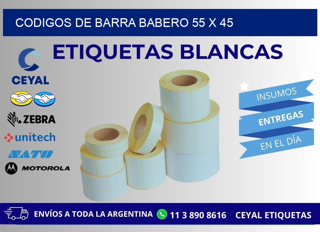 CODIGOS DE BARRA BABERO 55 x 45
