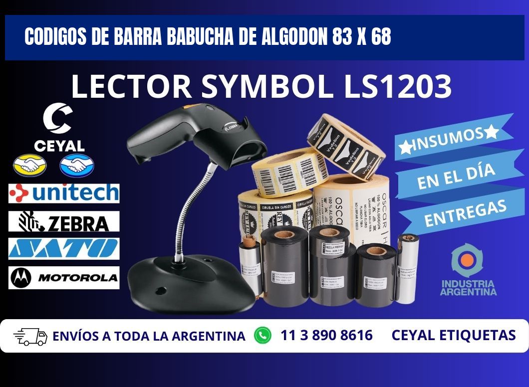 CODIGOS DE BARRA BABUCHA DE ALGODON 83 x 68