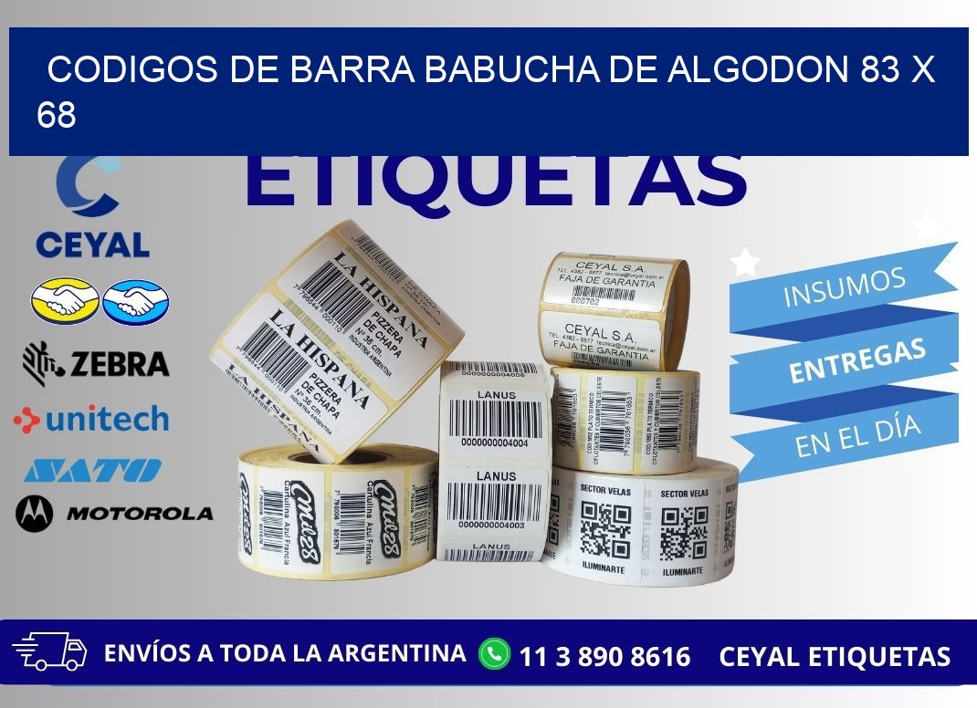 CODIGOS DE BARRA BABUCHA DE ALGODON 83 x 68