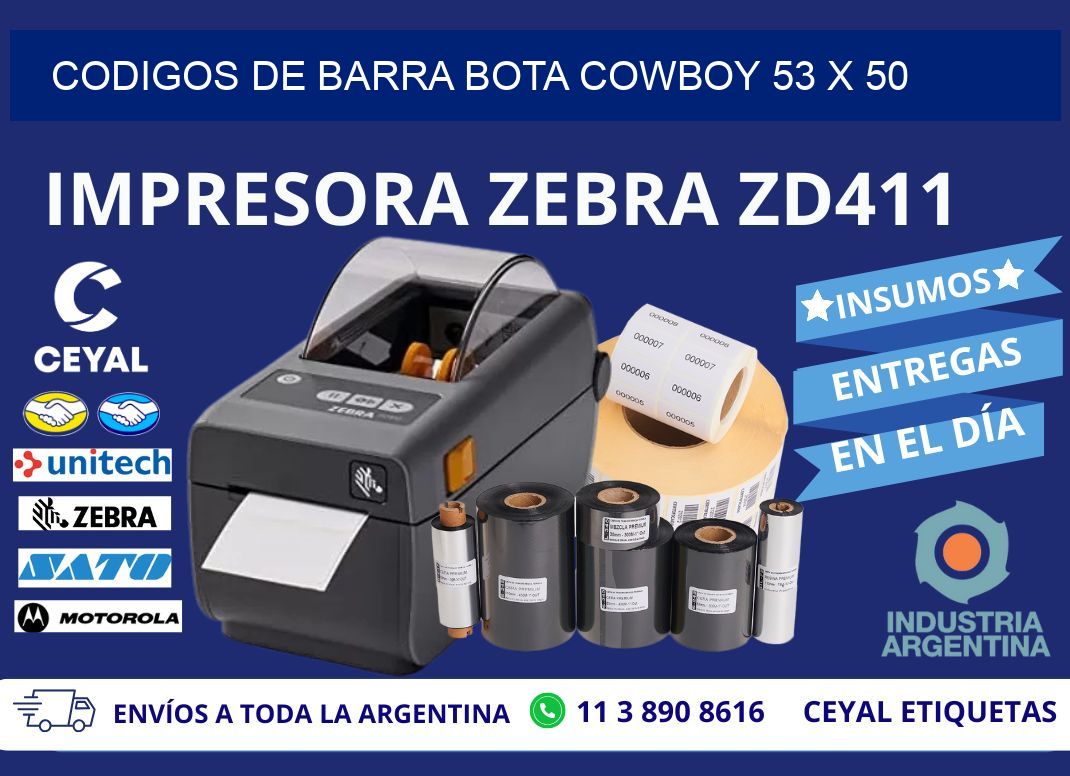 CODIGOS DE BARRA BOTA COWBOY 53 x 50