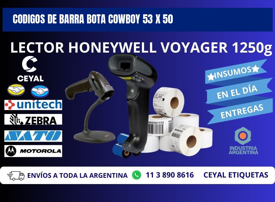 CODIGOS DE BARRA BOTA COWBOY 53 x 50