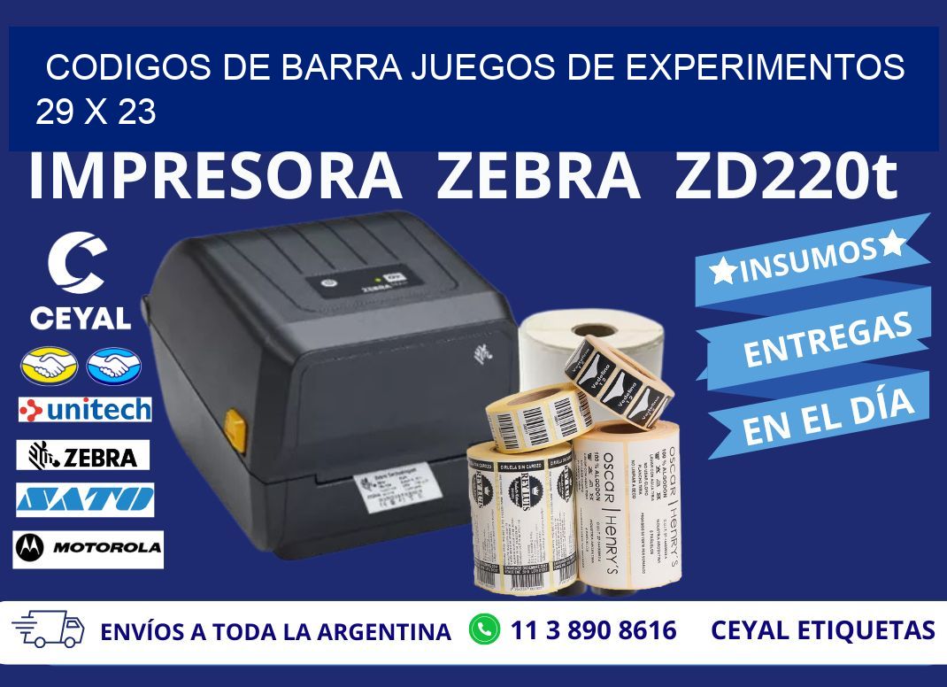 CODIGOS DE BARRA JUEGOS DE EXPERIMENTOS  29 x 23