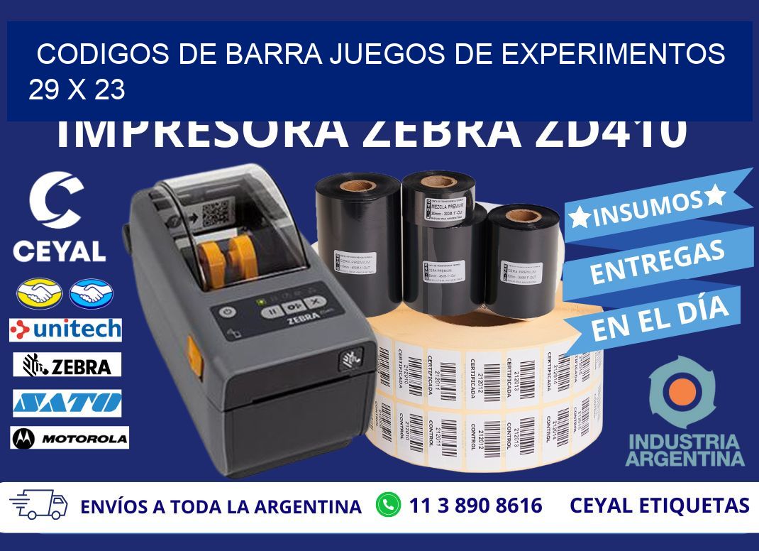 CODIGOS DE BARRA JUEGOS DE EXPERIMENTOS  29 x 23