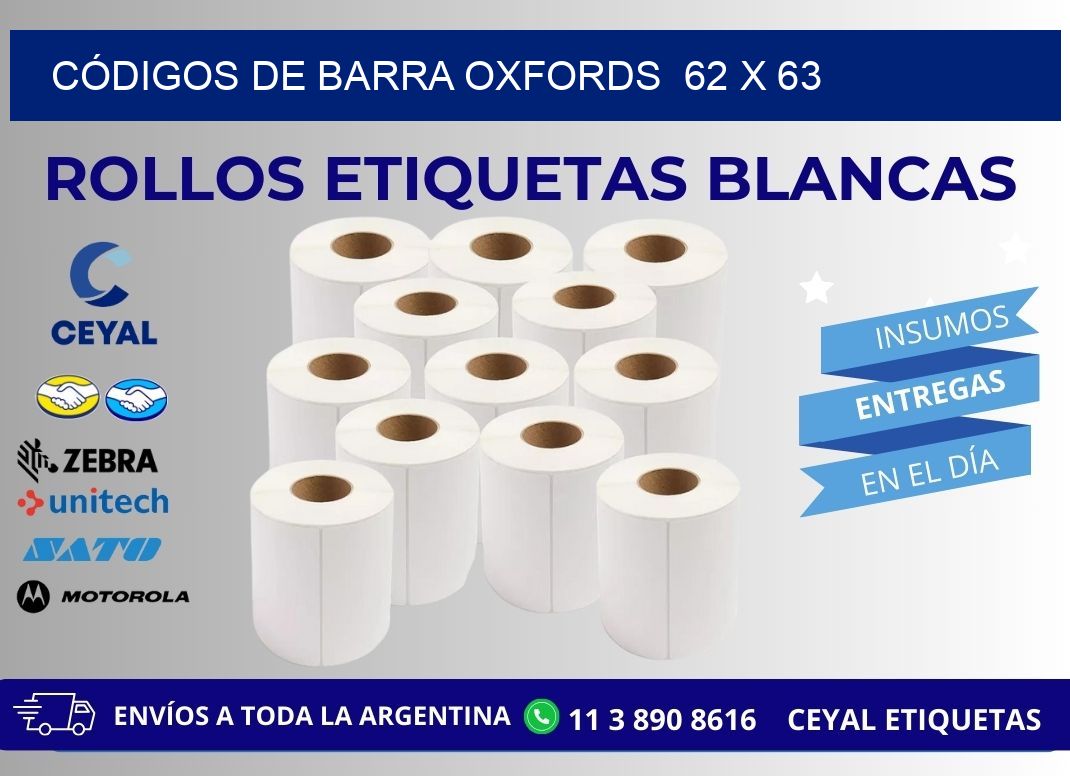 CÓDIGOS DE BARRA OXFORDS  62 x 63