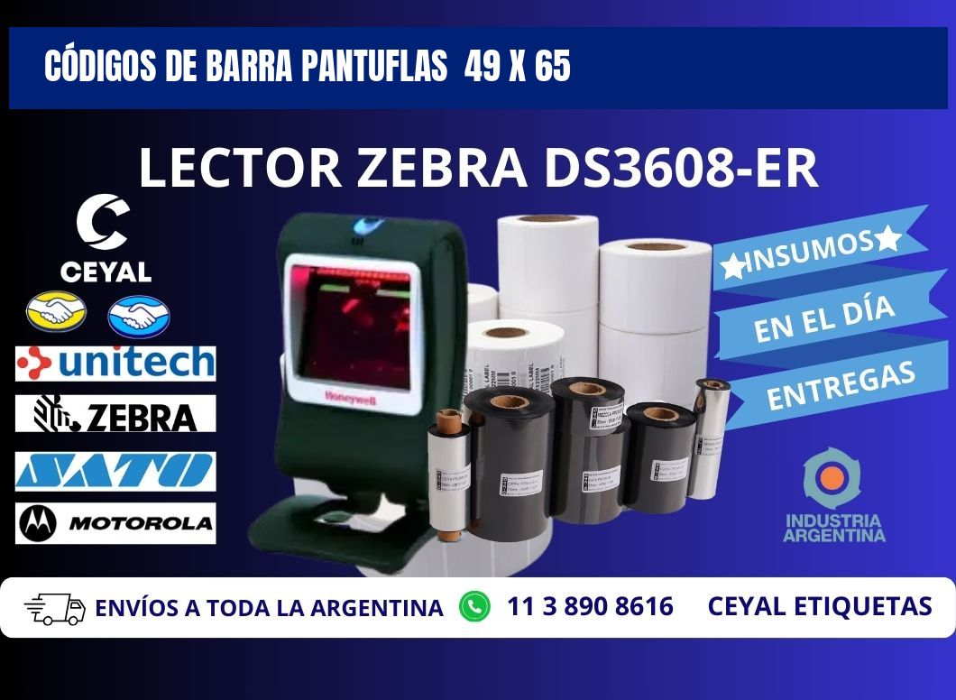 CÓDIGOS DE BARRA PANTUFLAS  49 x 65