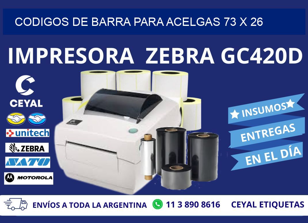 CODIGOS DE BARRA PARA ACELGAS 73 x 26