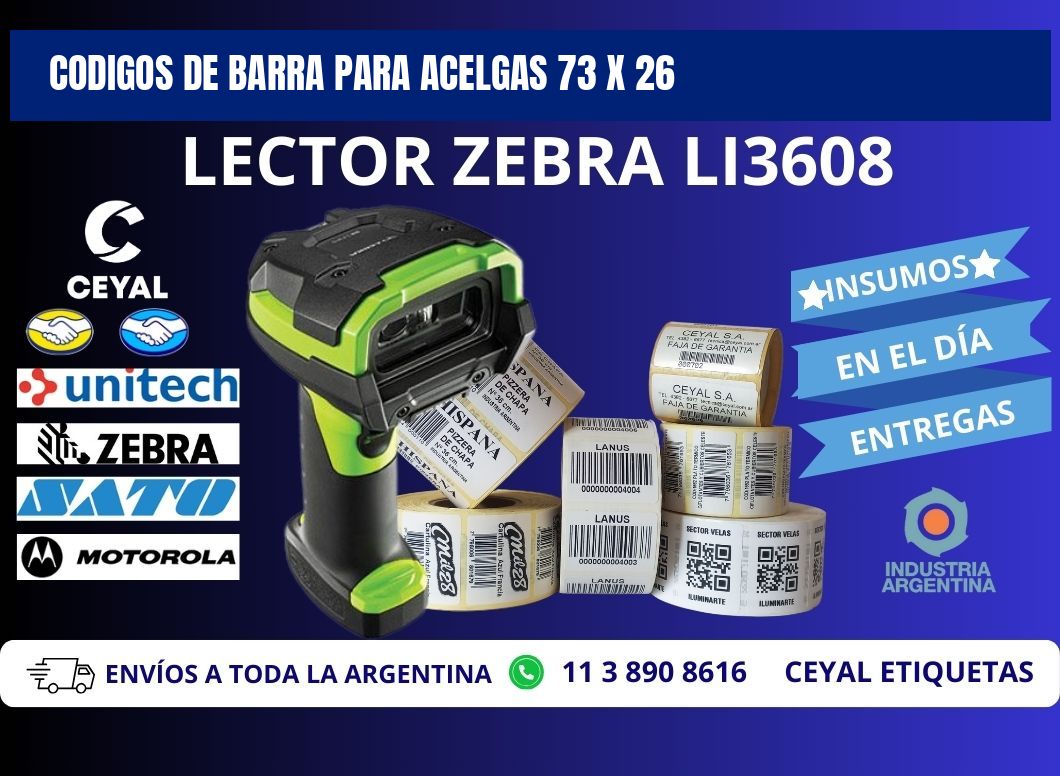 CODIGOS DE BARRA PARA ACELGAS 73 x 26