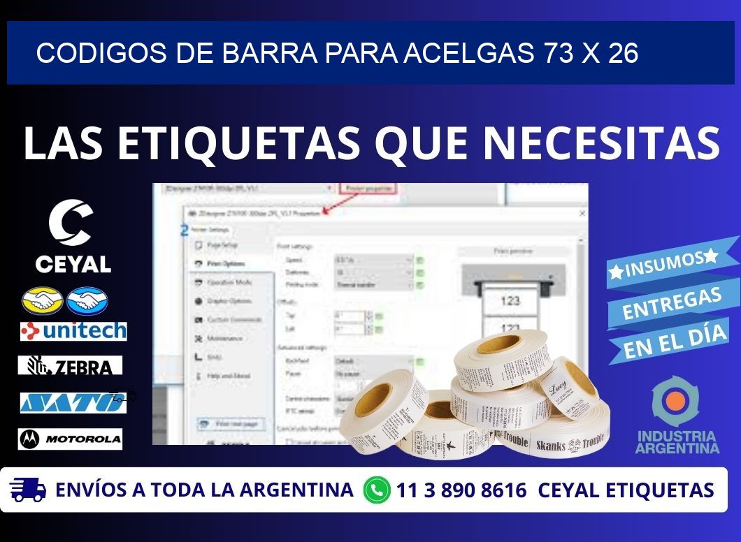 CODIGOS DE BARRA PARA ACELGAS 73 x 26