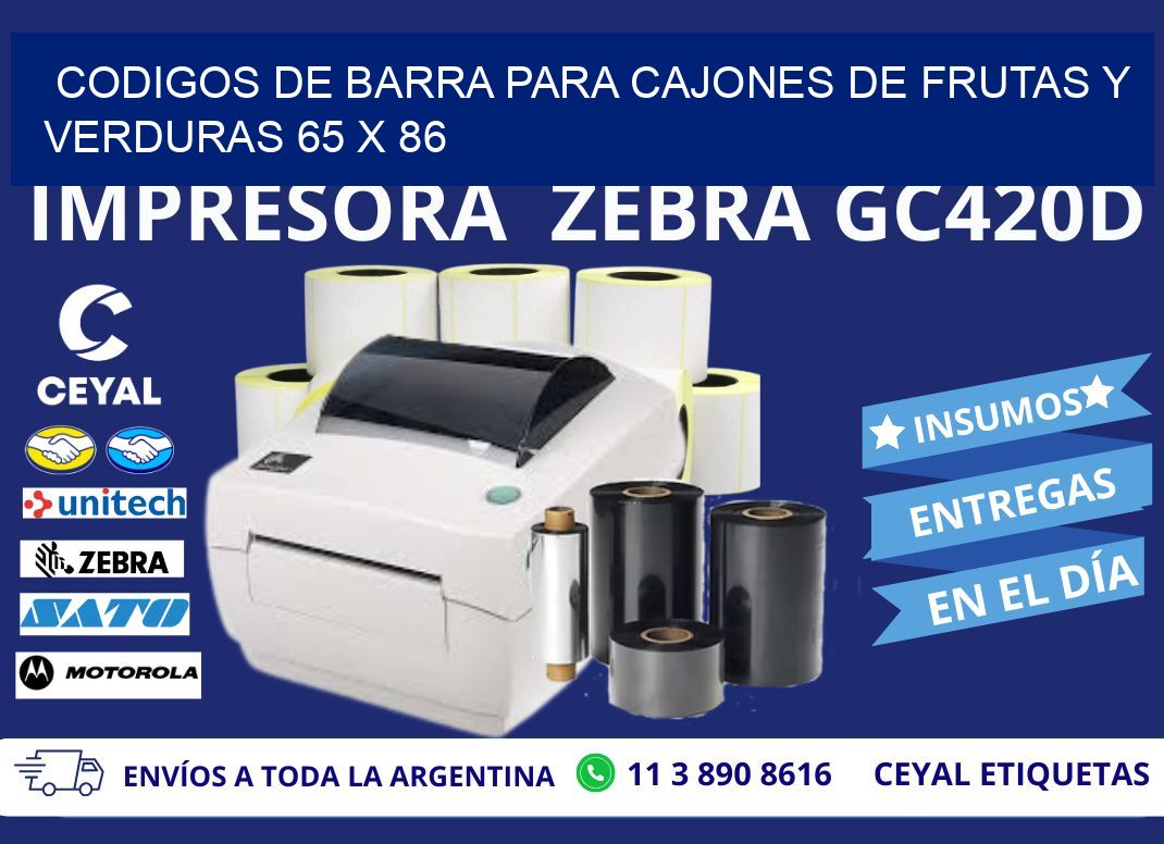 CODIGOS DE BARRA PARA CAJONES DE FRUTAS Y VERDURAS 65 x 86