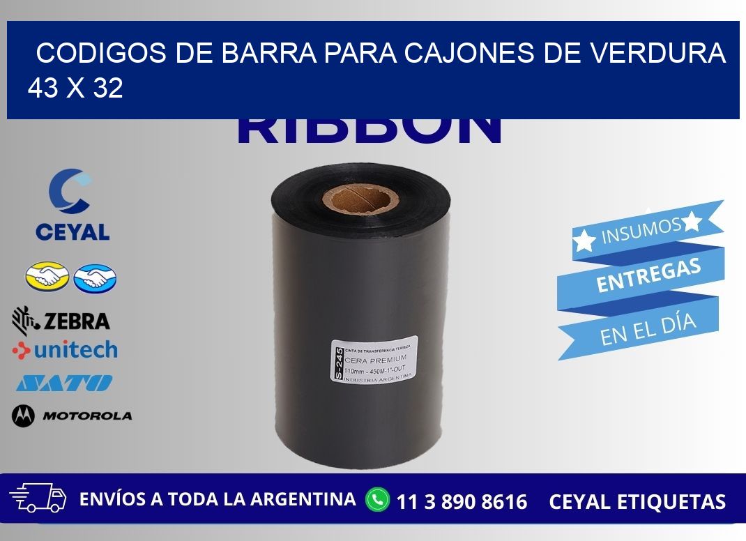 CODIGOS DE BARRA PARA CAJONES DE VERDURA 43 x 32