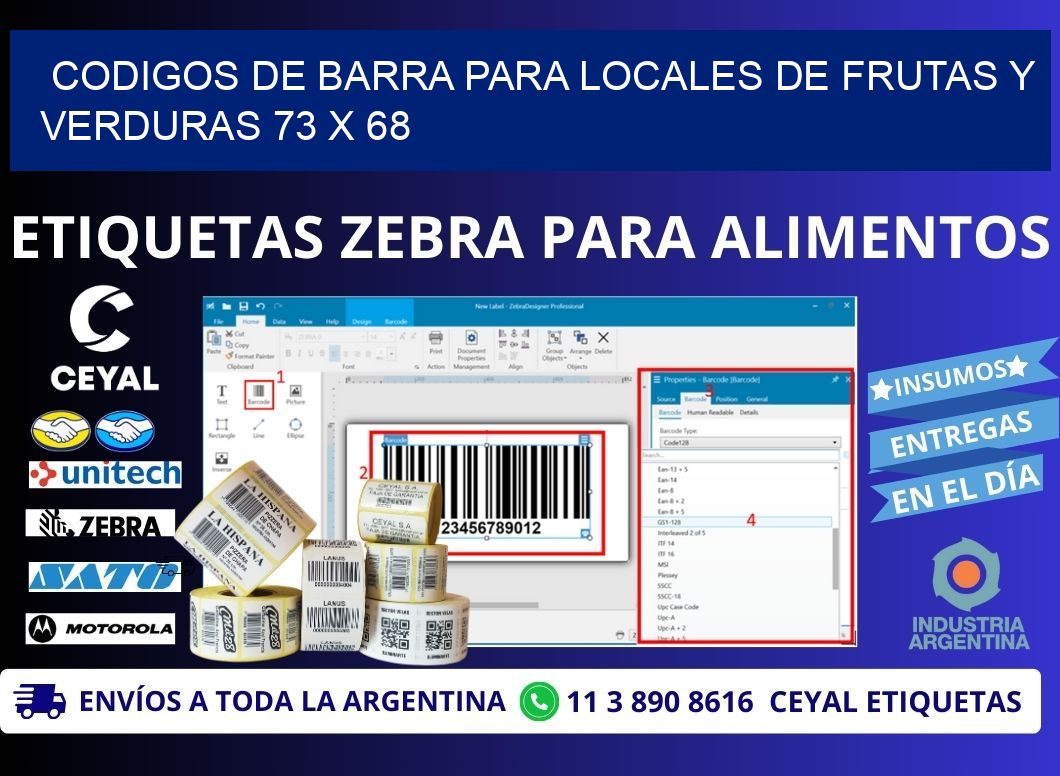 CODIGOS DE BARRA PARA LOCALES DE FRUTAS Y VERDURAS 73 x 68