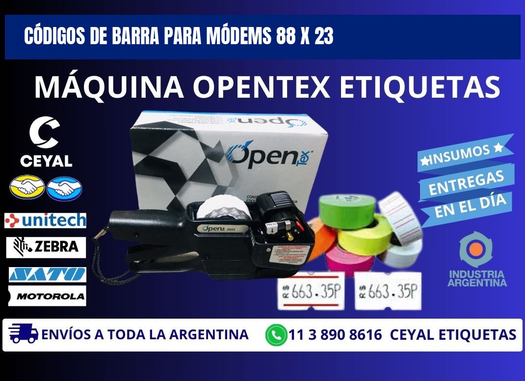 CÓDIGOS DE BARRA PARA MÓDEMS 88 x 23