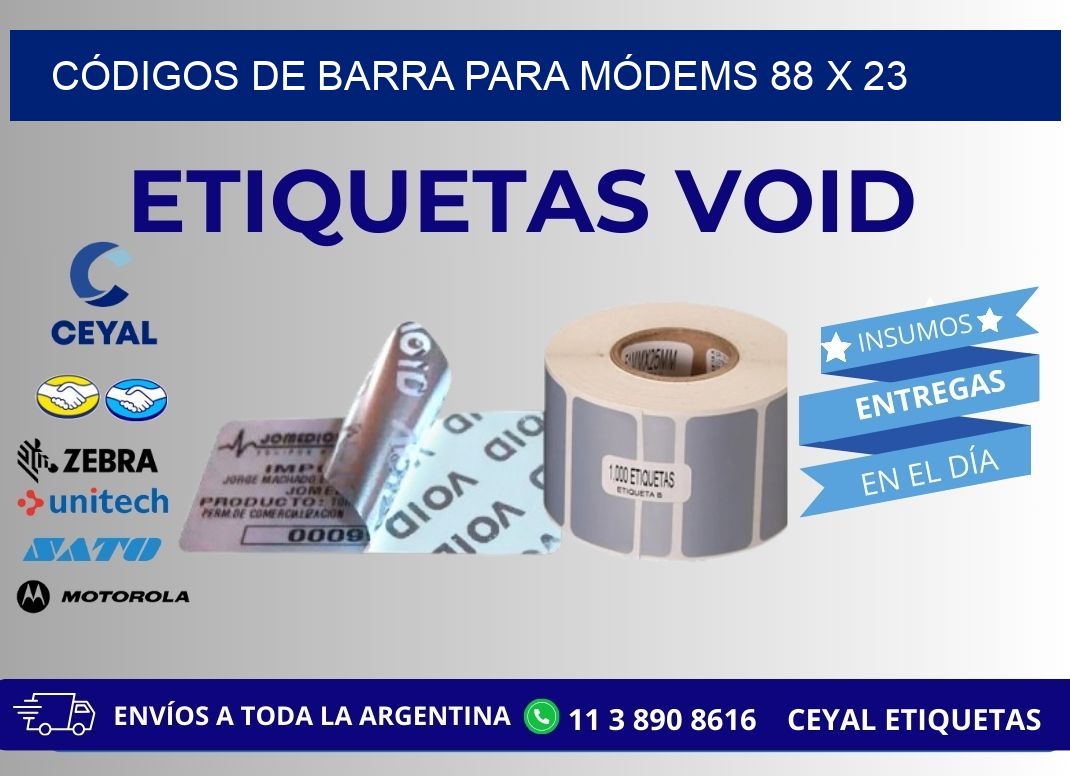 CÓDIGOS DE BARRA PARA MÓDEMS 88 x 23