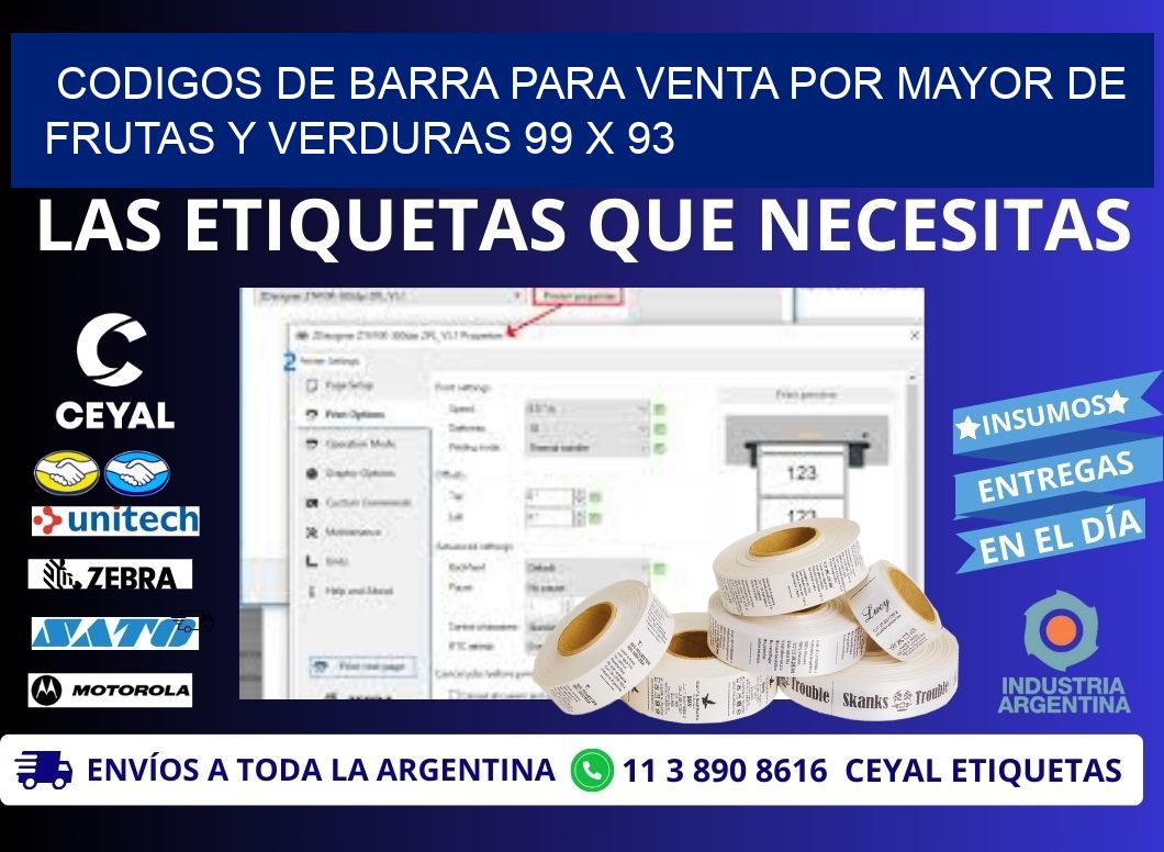 CODIGOS DE BARRA PARA VENTA POR MAYOR DE FRUTAS Y VERDURAS 99 x 93