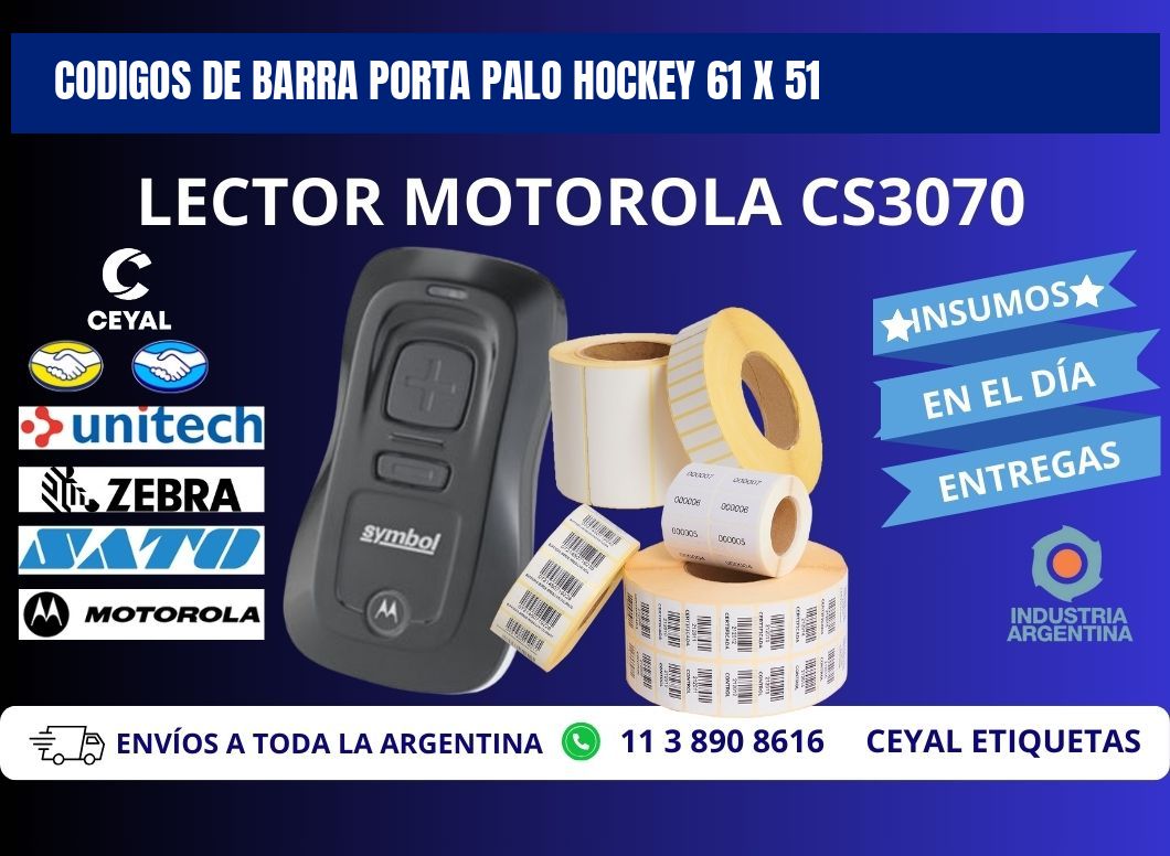 CODIGOS DE BARRA PORTA PALO HOCKEY 61 x 51