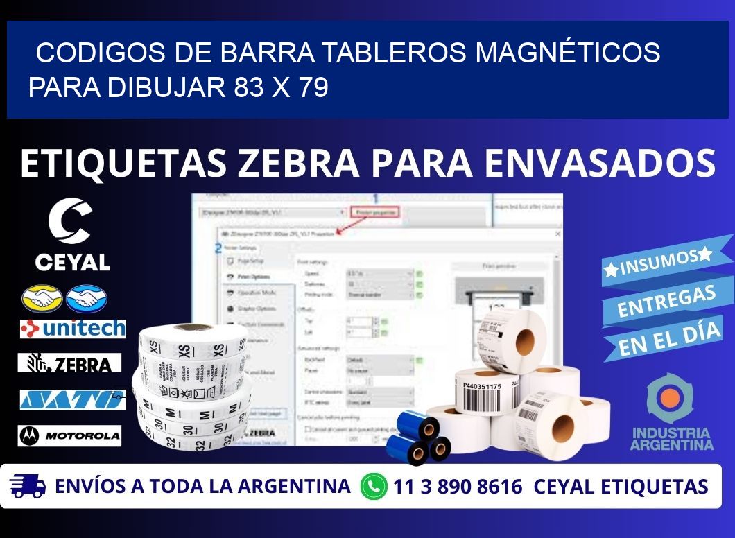 CODIGOS DE BARRA TABLEROS MAGNÉTICOS PARA DIBUJAR 83 x 79