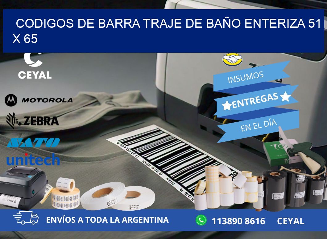 CODIGOS DE BARRA TRAJE DE BAÑO ENTERIZA 51 x 65