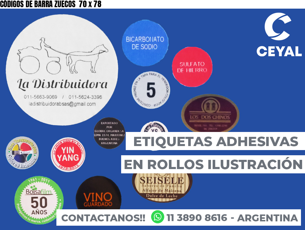 CÓDIGOS DE BARRA ZUECOS  70 x 78