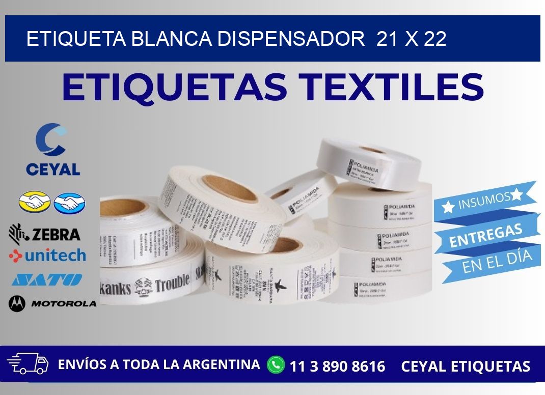 ETIQUETA BLANCA DISPENSADOR  21 x 22