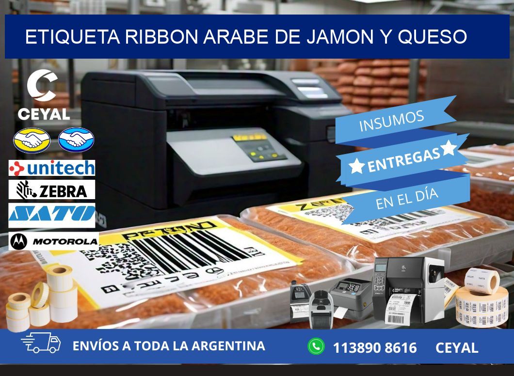 ETIQUETA RIBBON ARABE DE JAMON Y QUESO