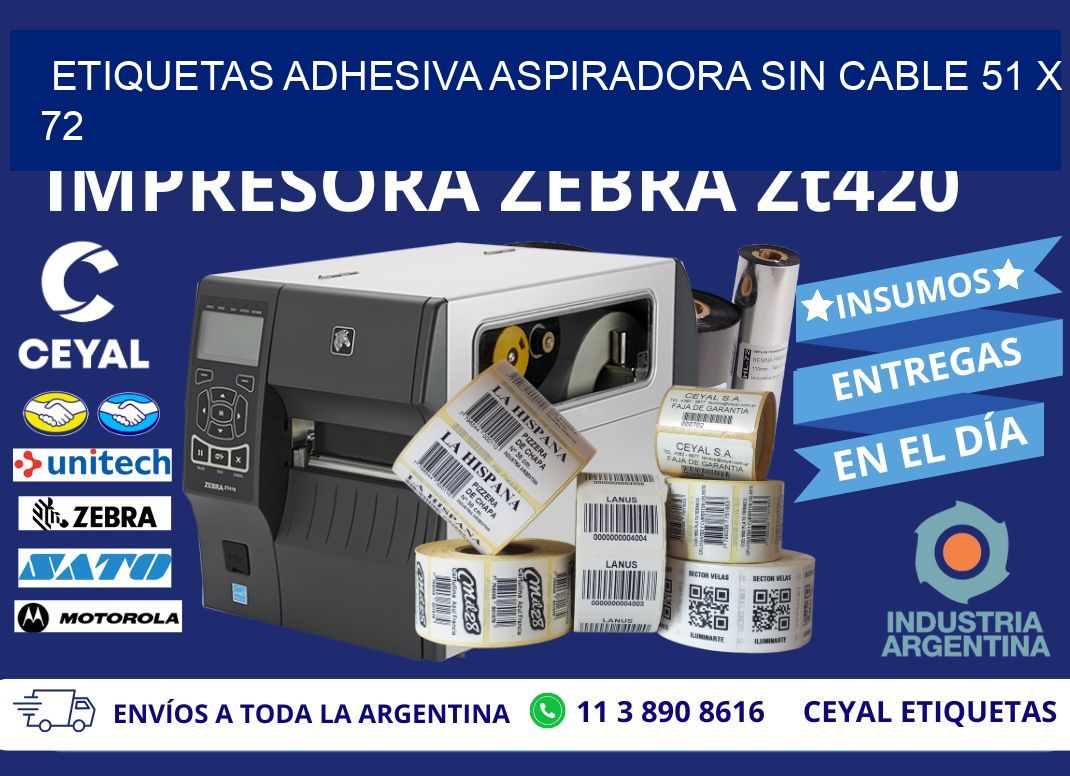 ETIQUETAS ADHESIVA ASPIRADORA SIN CABLE 51 x 72