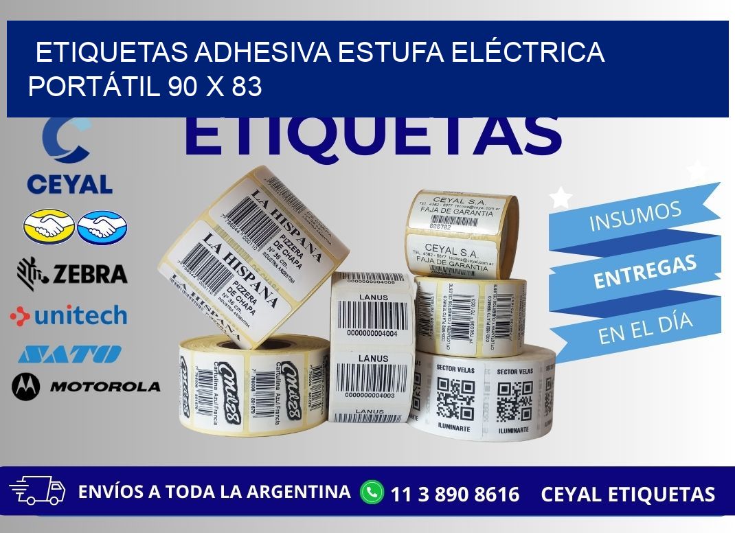 ETIQUETAS ADHESIVA ESTUFA ELÉCTRICA PORTÁTIL 90 x 83