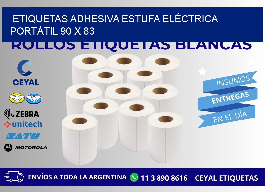 ETIQUETAS ADHESIVA ESTUFA ELÉCTRICA PORTÁTIL 90 x 83