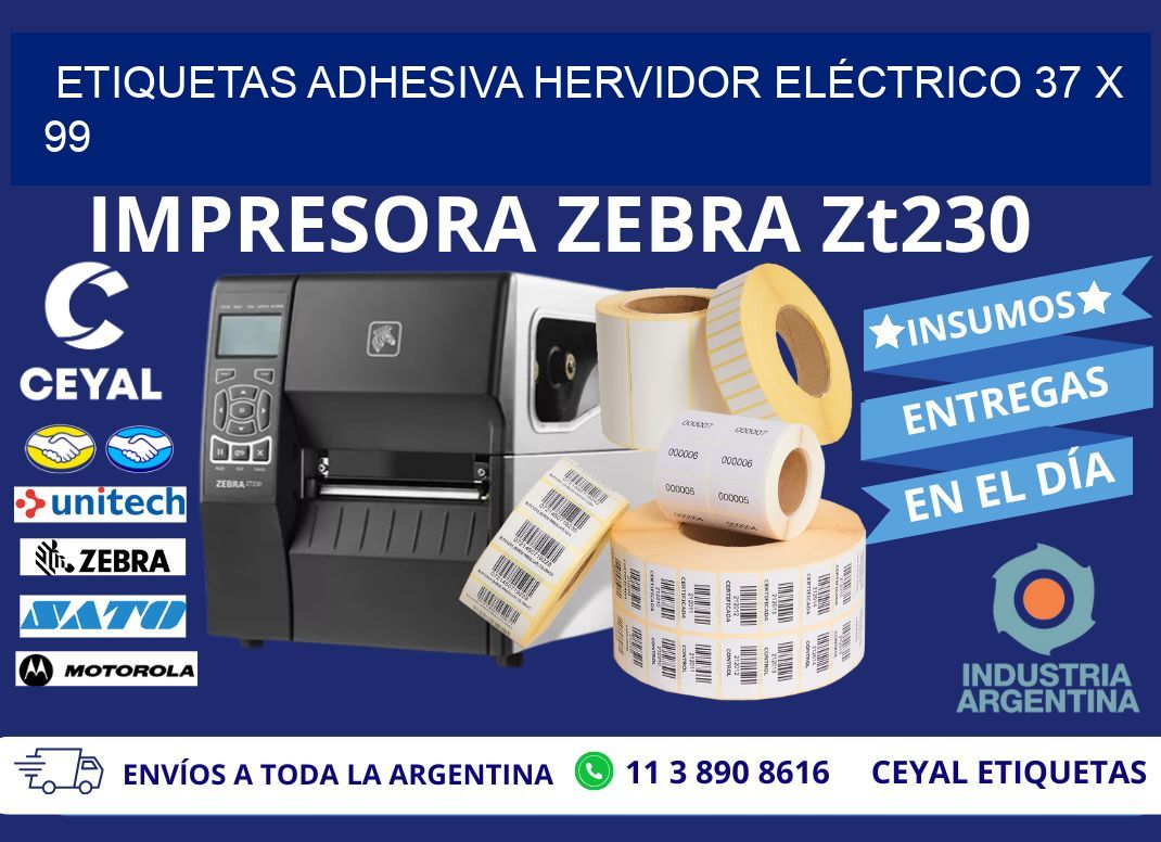 ETIQUETAS ADHESIVA HERVIDOR ELÉCTRICO 37 x 99